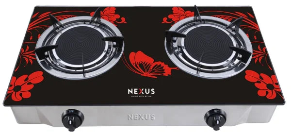 Nexus-205Bb (1) Nexus Glass Double Burner Gas Stove (0F1200000000000020) Pcs