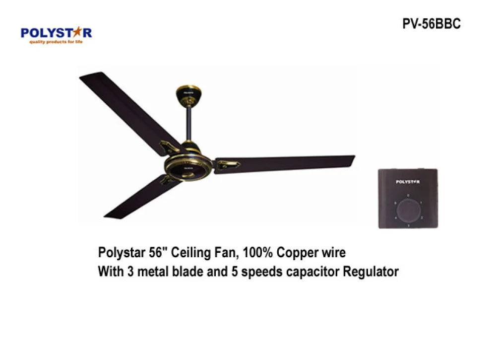 Polystar Pv-56Bbc 56Inch Ceiling Fan Brown