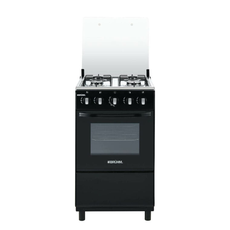 BRUHM GAS COOKER BGC-5540IB - 4 GAS, SINGLE BURNER OVEN, BLACK