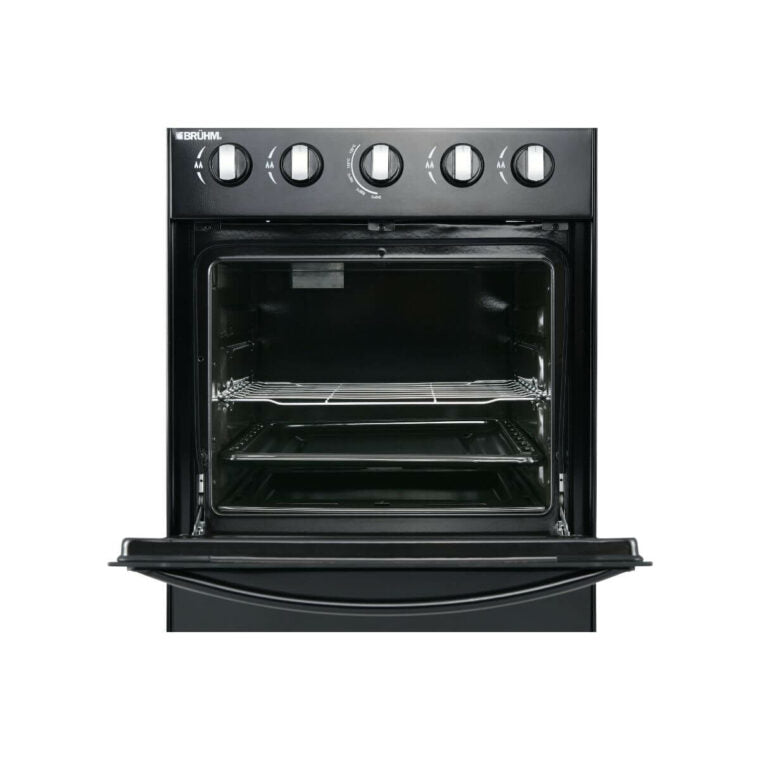 BRUHM GAS COOKER BGC-5540IB - 4 GAS, SINGLE BURNER OVEN, BLACK