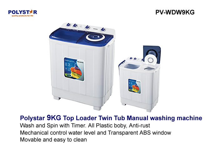 Polystar Semi Automatic Washing Machine Pv-Wdw9Kg