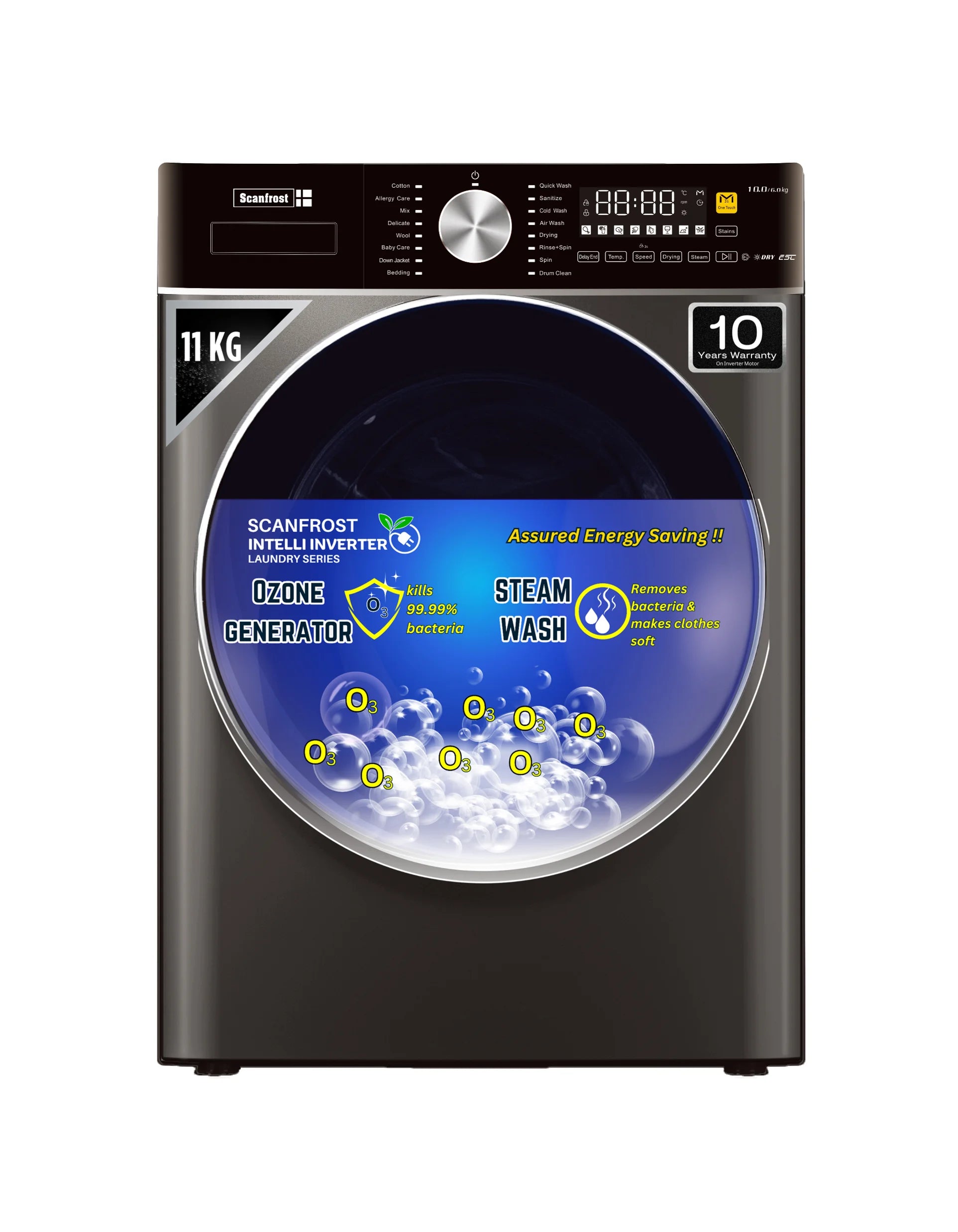 Scanfrost Sfwmfl11000Invme - 11Kg Inverter Front Load Fully Auto Washer