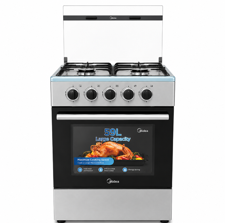 MIDEA 5055-4G082-S - 5055 GAS COOKER, SILVER, GLASS LID, STAINLESS STEEL-APMDSCF009