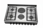BRUHM GAS COOKER BGC-9642IN, 90X60, 4 BURNERS + 2 HOT PLATESBLACK TOP, WOODEN COLOR