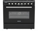 BRUHM GAS COOKER BGC-9642IN, 90X60, 4 BURNERS + 2 HOT PLATESBLACK TOP, WOODEN COLOR