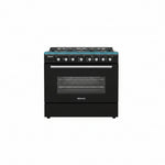 BRUHM-GAS COOKER BGC-9650IB 9060 5 BURNERS STAINLESS STEEL TOP, BLACK COLOR,